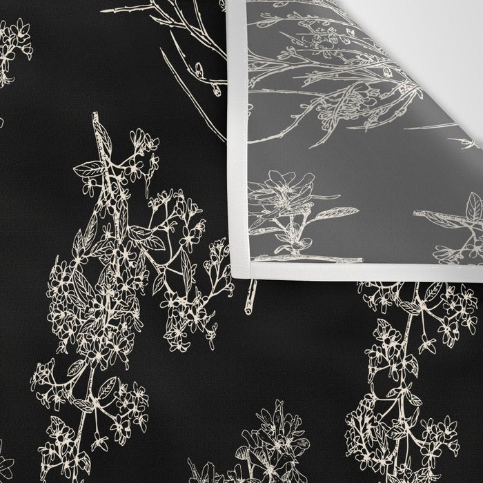 Botanical Cottage Dark Floral Pattern in Black and Cream Wall Tapestry Gallery Image 3
