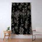 Botanical Cottage Dark Floral Pattern in Black and Cream Window Curtain Gallery Image 5