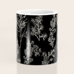 Botanical Cottage Dark Floral Pattern in Black and Cream Coffee Mug Gallery Image 4