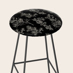 Botanical Cottage Dark Floral Pattern in Black and Cream Stool Gallery Image 2