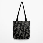 Botanical Cottage Dark Floral Pattern in Black and Cream Tote Bag Gallery Image 2
