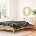 Botanical Cottage Dark Floral Pattern in Black and Cream Duvet Cover Gallery Image 2