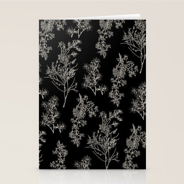 Botanical Cottage Dark Floral Pattern in Black and Cream Stationery Card Gallery Image 2