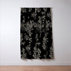 Botanical Cottage Dark Floral Pattern in Black and Cream Window Curtain Gallery Image 3