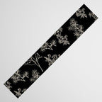 Botanical Cottage Dark Floral Pattern in Black and Cream Table Runner Gallery Image 3
