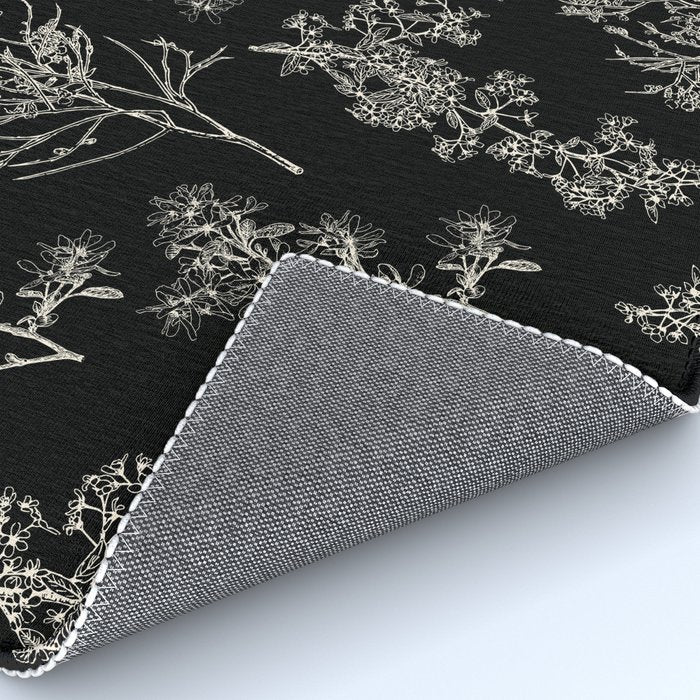 Botanical Cottage Dark Floral Pattern in Black and Cream Rug Gallery Image 4