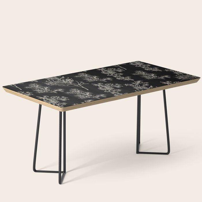 Botanical Cottage Dark Floral Pattern in Black and Cream Coffee Table Gallery Image 1
