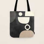 minimal black white shapes mid century Tote Bag Gallery Image 1