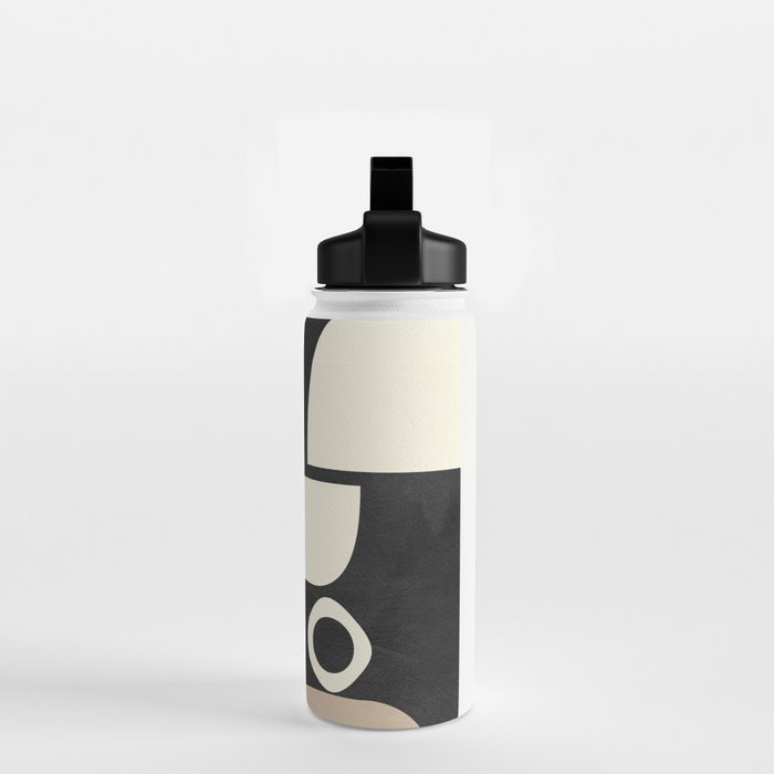 minimal black white shapes mid century Water Bottle Gallery Image 2
