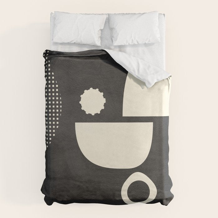 minimal black white shapes mid century Duvet Cover Gallery Image 6