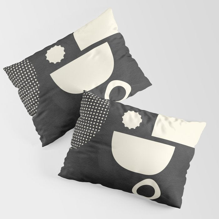 minimal black white shapes mid century Pillow Sham Gallery Image 3