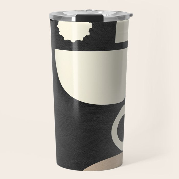 minimal black white shapes mid century Travel Mug Gallery Image 1