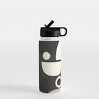 minimal black white shapes mid century Water Bottle Gallery Image 1