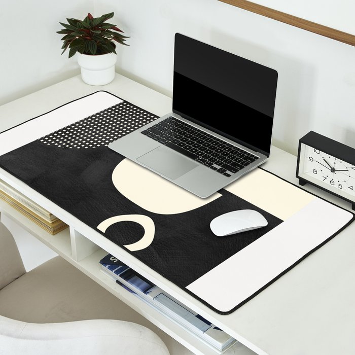 minimal black white shapes mid century Desk Mat Gallery Image 2