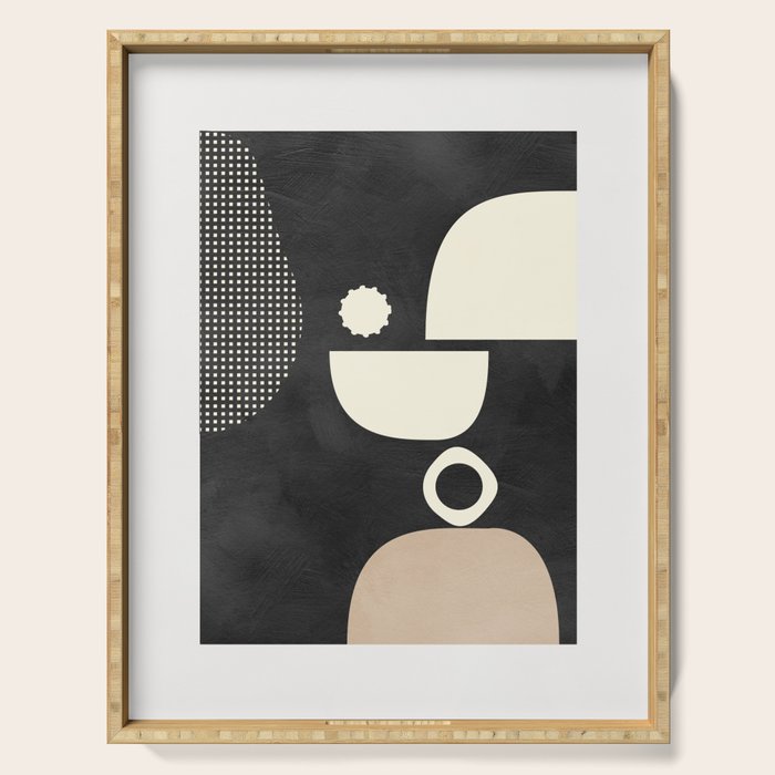 minimal black white shapes mid century Serving Tray Gallery Image 1