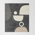 minimal black white shapes mid century Throw Blanket Gallery Image 2