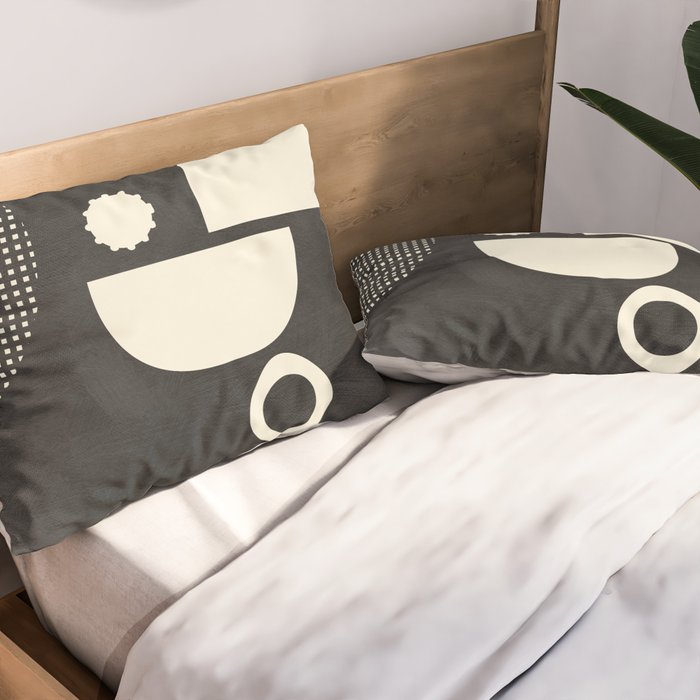 minimal black white shapes mid century Pillow Sham Gallery Image 2