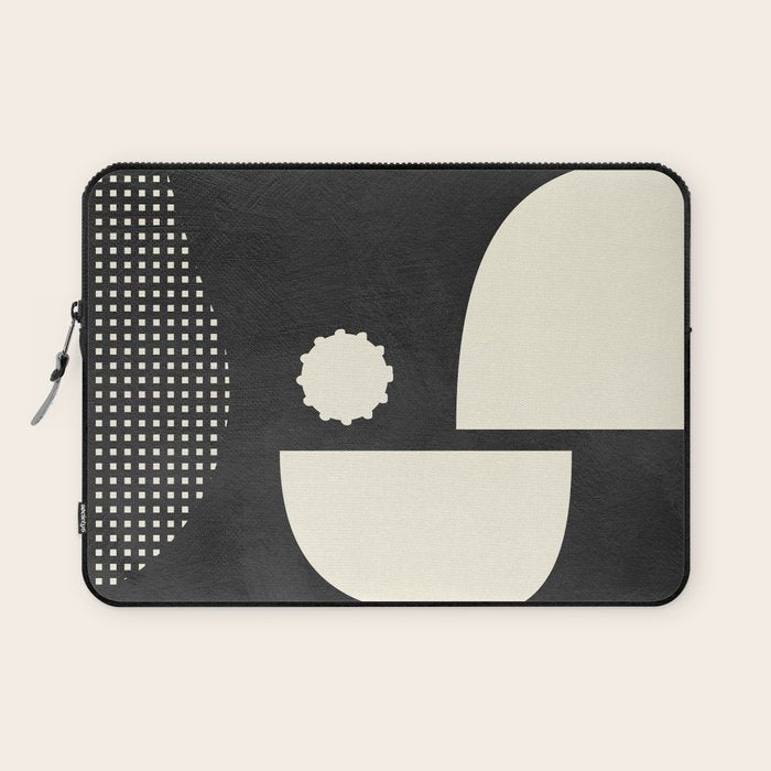 minimal black white shapes mid century Laptop Sleeve Gallery Image 1