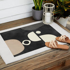 minimal black white shapes mid century Outdoor Rug Gallery Image 2