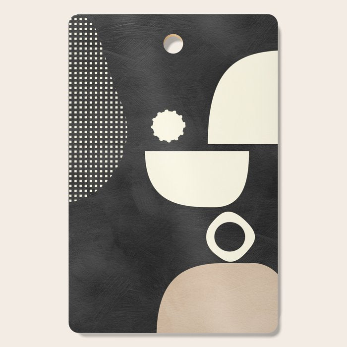 minimal black white shapes mid century Cutting Board Gallery Image 1