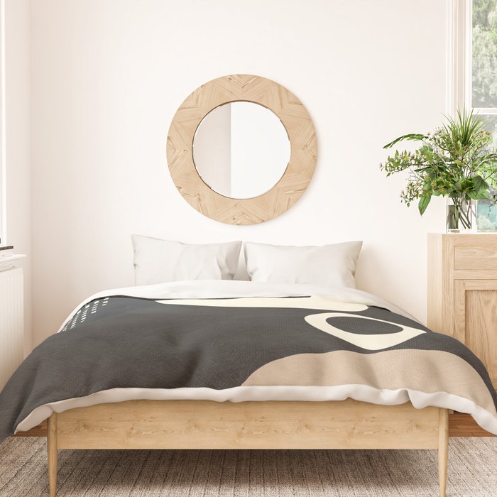 minimal black white shapes mid century Duvet Cover Gallery Image 3