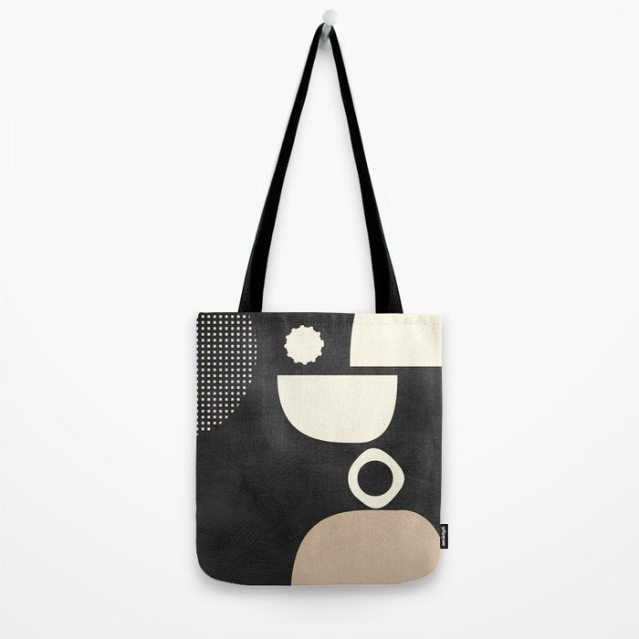 minimal black white shapes mid century Tote Bag Gallery Image 2