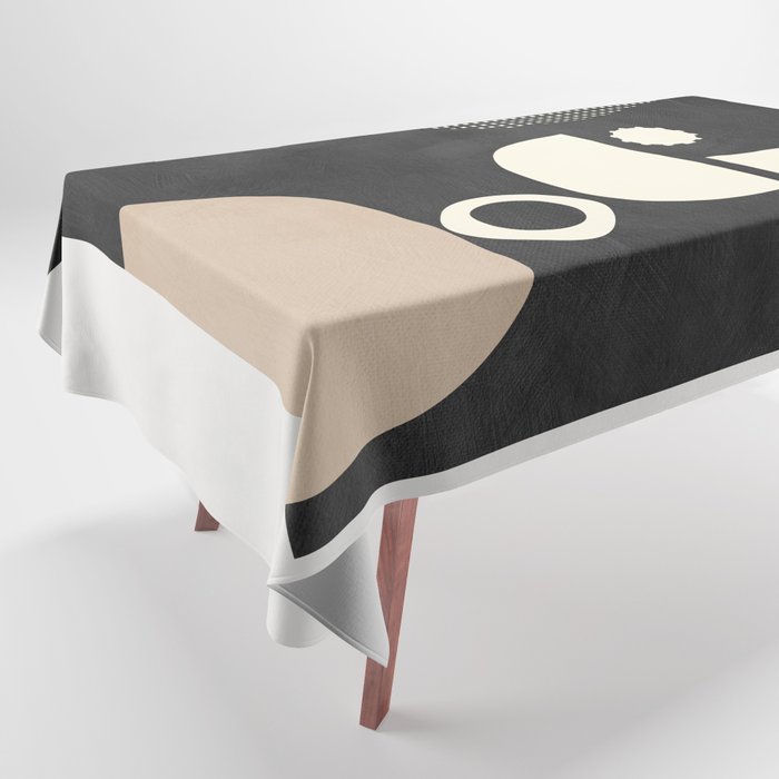 minimal black white shapes mid century Tablecloth Gallery Image 1