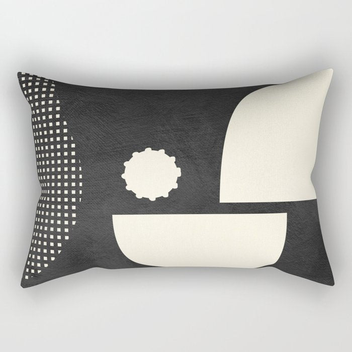 minimal black white shapes mid century Rectangular Pillow Gallery Image 2