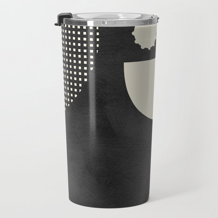 minimal black white shapes mid century Travel Mug Gallery Image 3