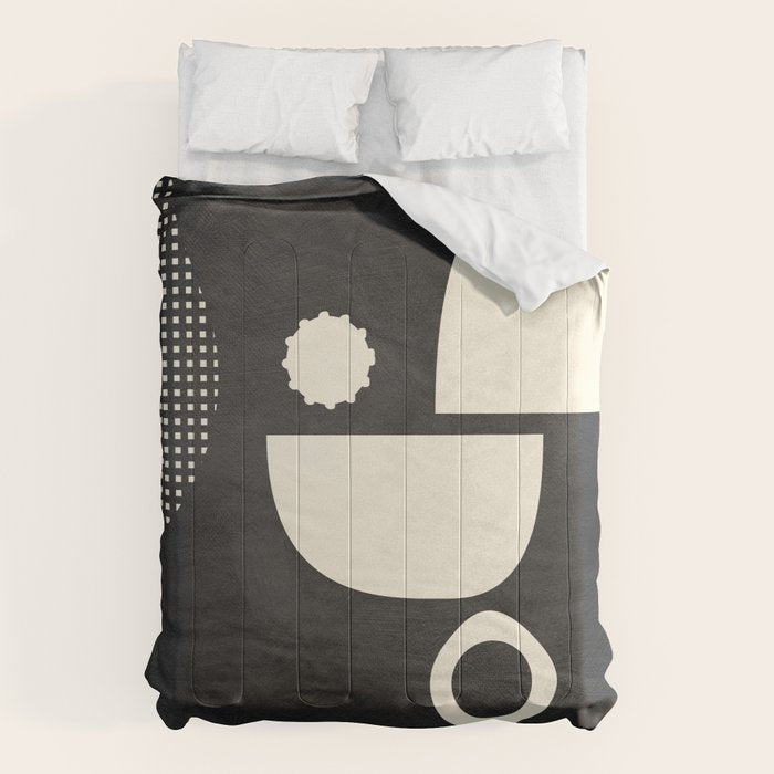 minimal black white shapes mid century Comforter Gallery Image 6