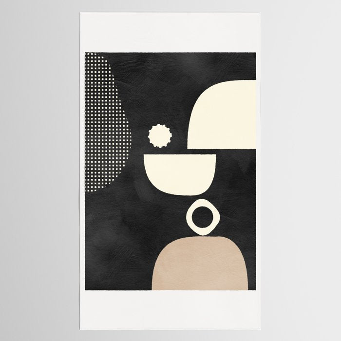 minimal black white shapes mid century Tablecloth Gallery Image 2