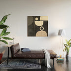 minimal black white shapes mid century Wood Wall Art Gallery Image 2