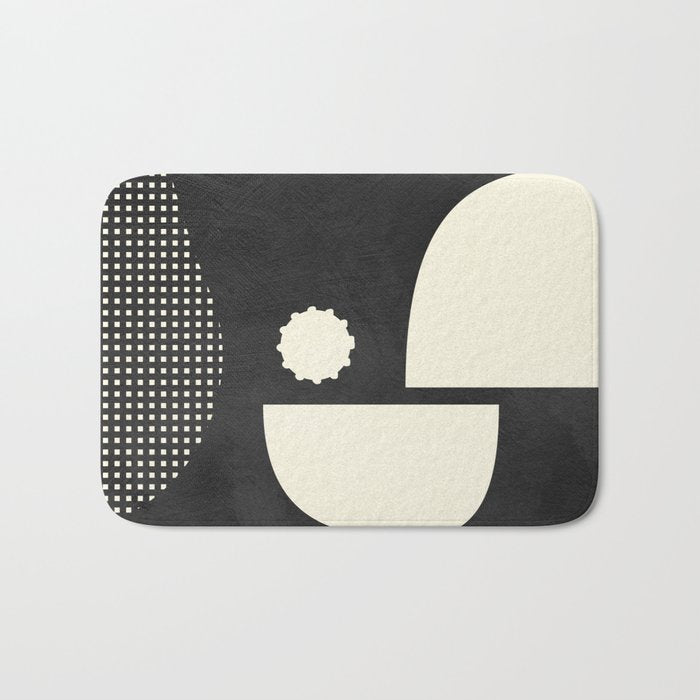 minimal black white shapes mid century Bath Mat Gallery Image 1