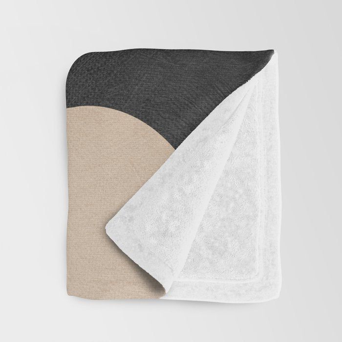 minimal black white shapes mid century Throw Blanket Gallery Image 3