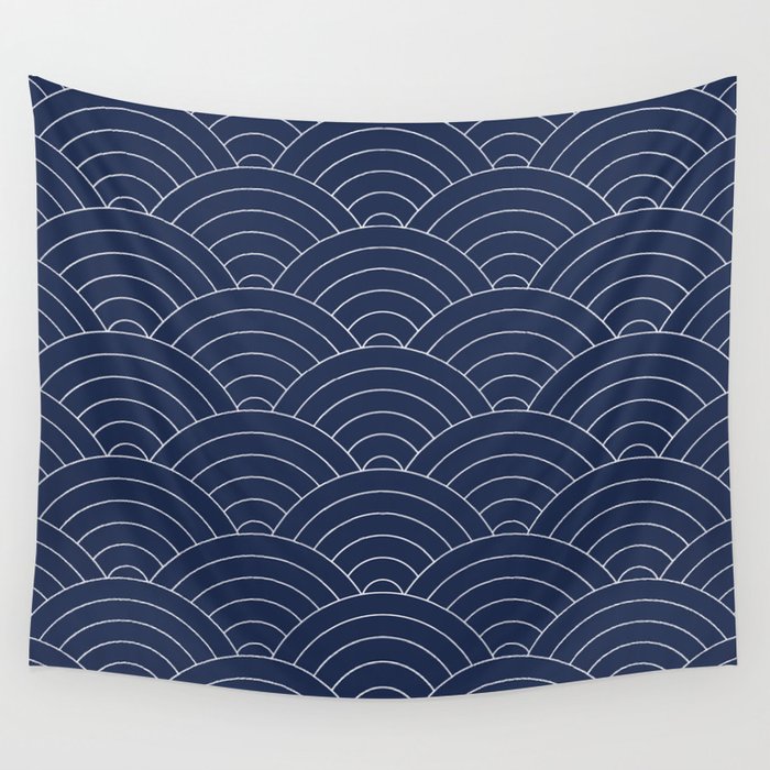 Waves (Navy) Wall Tapestry Gallery Image 4