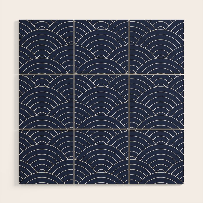 Waves (Navy) Wood Wall Art Gallery Image 1