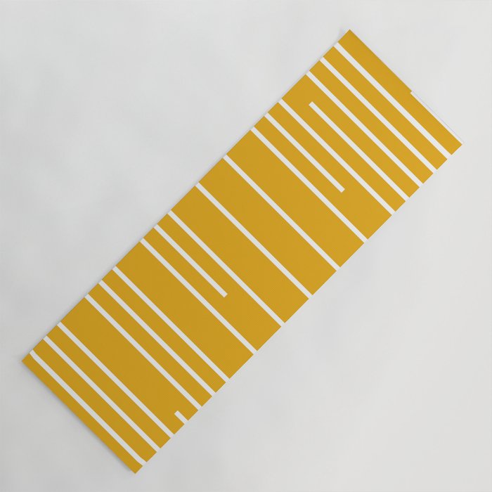 Minimal, Geometric Stripes Pattern in Yellow Yoga Mat Gallery Image 1