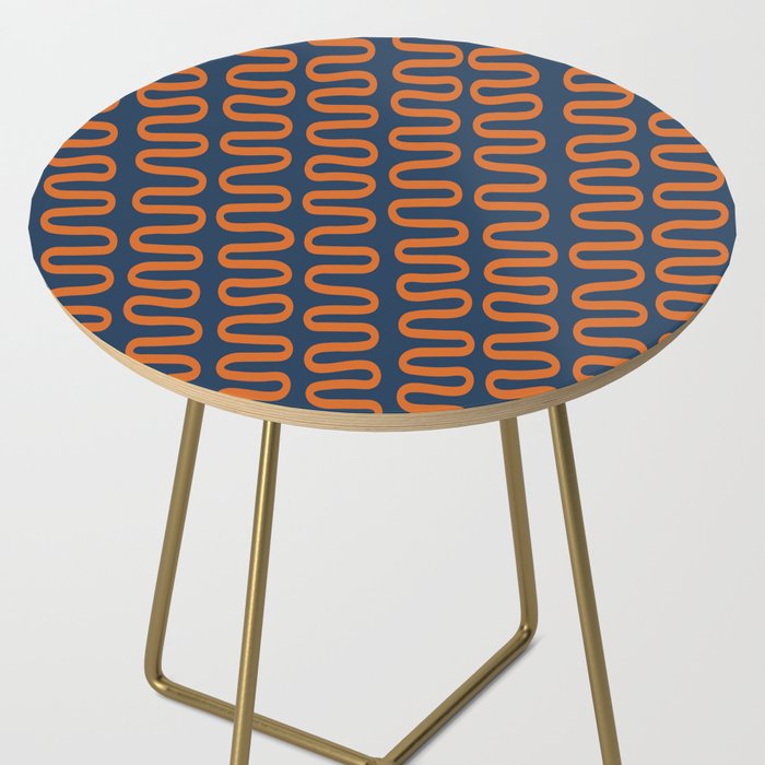 Abstract Shapes 268 in Navy Blue and Orange (Snake Pattern Abstraction) Side Table Gallery Image 2