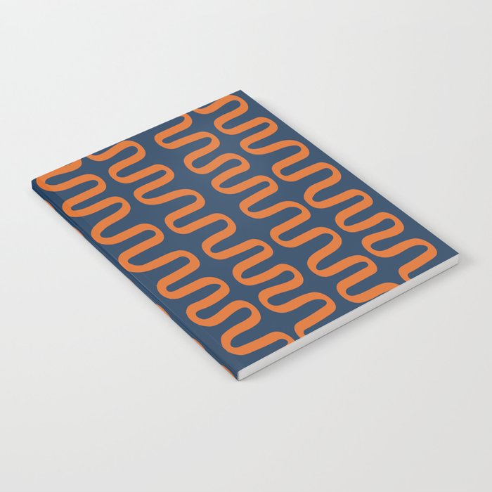 Abstract Shapes 268 in Navy Blue and Orange (Snake Pattern Abstraction) Notebook Gallery Image 1