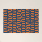 Abstract Shapes 268 in Navy Blue and Orange (Snake Pattern Abstraction) Welcome Mat Gallery Image 1