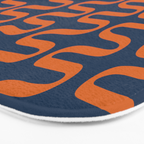 Abstract Shapes 268 in Navy Blue and Orange (Snake Pattern Abstraction) Bath Mat Gallery Image 3