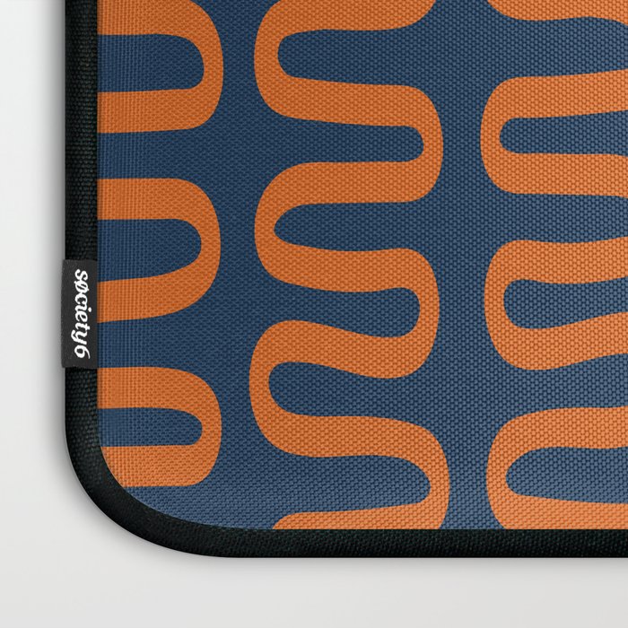 Abstract Shapes 268 in Navy Blue and Orange (Snake Pattern Abstraction) Laptop Sleeve Gallery Image 3