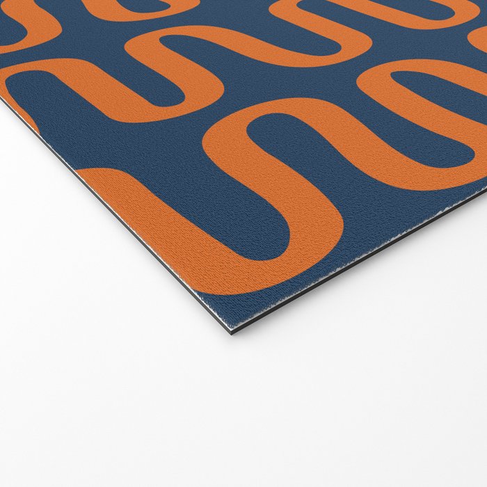 Abstract Shapes 268 in Navy Blue and Orange (Snake Pattern Abstraction) Welcome Mat Gallery Image 2
