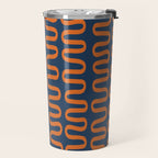 Abstract Shapes 268 in Navy Blue and Orange (Snake Pattern Abstraction) Travel Mug Gallery Image 2
