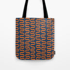 Abstract Shapes 268 in Navy Blue and Orange (Snake Pattern Abstraction) Tote Bag Gallery Image 1