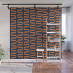 Abstract Shapes 268 in Navy Blue and Orange (Snake Pattern Abstraction) Wall Mural Gallery Image 1