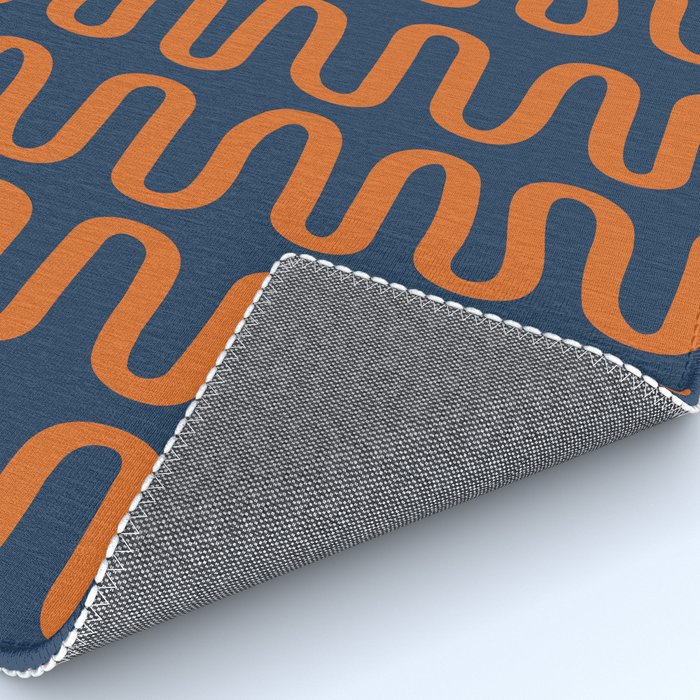 Abstract Shapes 268 in Navy Blue and Orange (Snake Pattern Abstraction) Rug Gallery Image 4