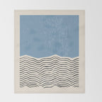 Mid Century Modern Minimalist Blue Waves Rothko Inspired Color Field With Lines Geometric Style  Throw Blanket Gallery Image 2
