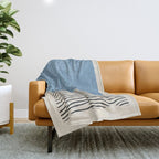 Mid Century Modern Minimalist Blue Waves Rothko Inspired Color Field With Lines Geometric Style  Throw Blanket Gallery Image 1