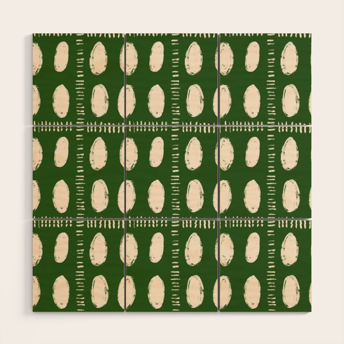 Green Boho Quilt Pattern Wood Wall Art Gallery Image 1